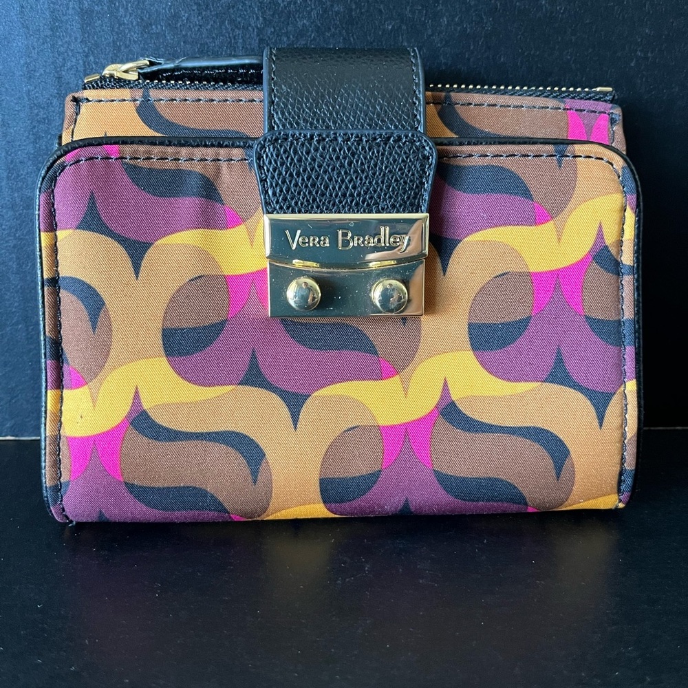 Vera Bradley Modern Lights Push Lock Wallet Water Resistant
